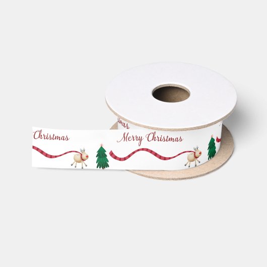 Ruban En Satin Renneau de Noël avec longue écharpe (Bobine)