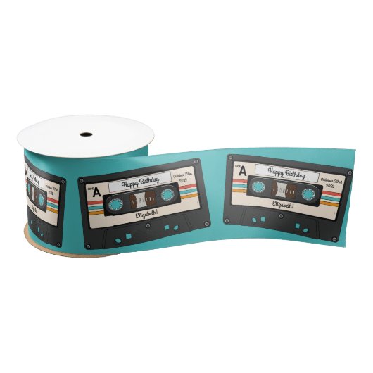 Ruban En Satin Retro 80's 90's Cassette Musique Anniversaire (Bobine)