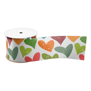Ruban En Satin Retro Colorful Super Valentine Coeurs Motif