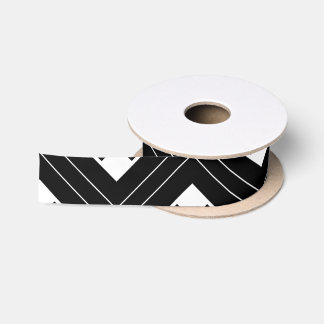 Ruban En Satin Rétro motif noir et blanc d'art déco