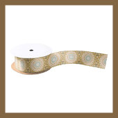 Ruban En Satin Retro Sunrise Mandala en Orange, Vert et Brown