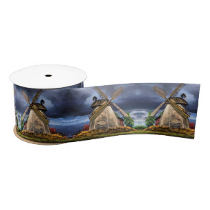 Ruban En Satin Ribbon cadeau Pays-Bas Windmill Landscape