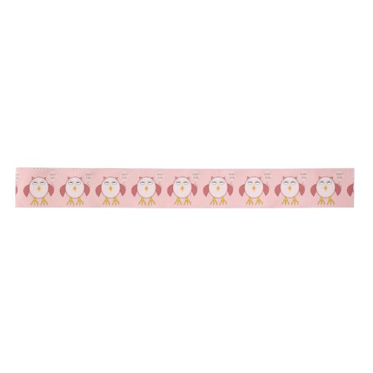 Ruban En Satin Ribbon Chouette Chouette Bébé Rose Cute (Devant)