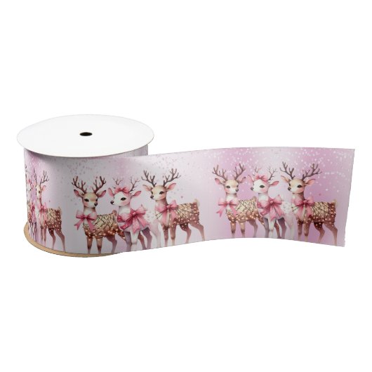 Ruban En Satin Ribbon de Noël Deer Holiday Satin (Bobine)