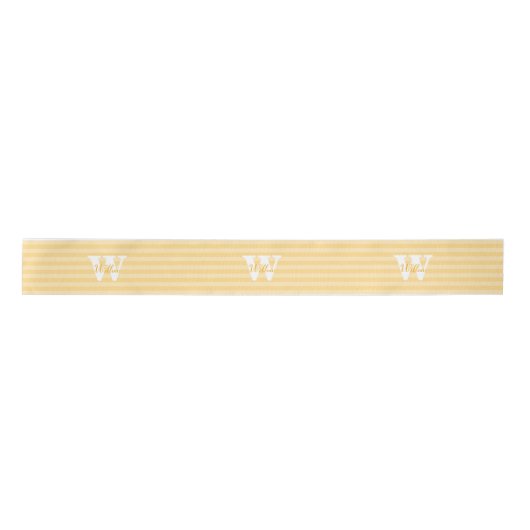 Ruban En Satin Ribbon en satin de rayures jaunes monogrammes (Devant)