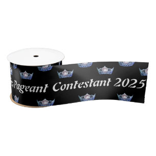 Ruban En Satin Ribbon Miss America Blue Crown Satin