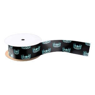 Ruban En Satin Ribbon Miss USA Aqua Star Crown Satin