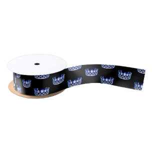 Ruban En Satin Ribbon Miss USA Blue Star Crown Satin
