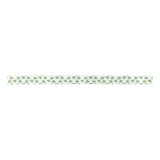 Ruban En Satin Ribbon Motif de Clover Shamrock irlandais vert mou (Devant)
