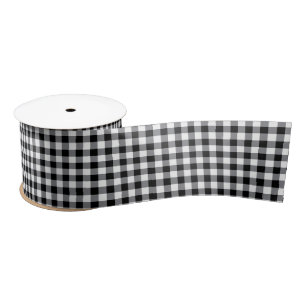 Ruban En Satin Ribbon noir En vichy satin