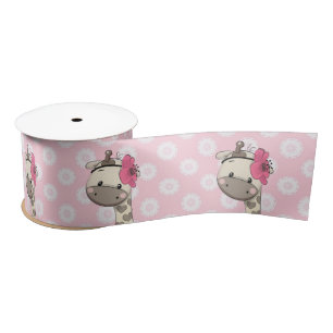 Ruban En Satin Ribbon personnalisé bébé fille Giraffe Satin Satin