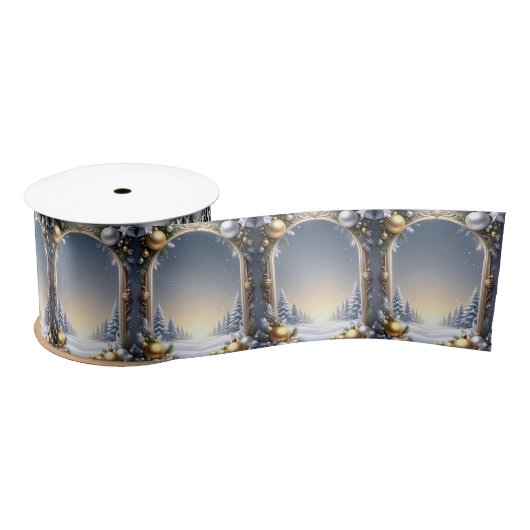 Ruban En Satin Ribbon Satin Cadre de Noël (Bobine)