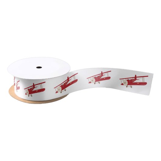 Ruban En Satin Ribbon satin vintage d'avion rouge (Bobine)