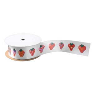 Ruban En Satin Ribbon satiné blanc fraise 1,5 po