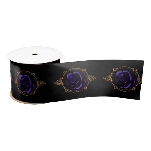 Ruban En Satin Romantique, Goth Vintage Purple Roses (Bobine)
