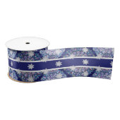 Ruban En Satin Rosace bleue et flocon de neige (Bobine)