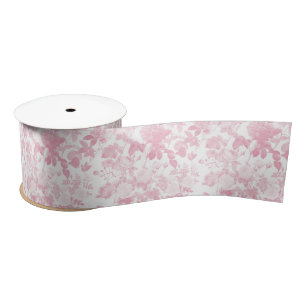 Ruban En Satin Rose blanc rose Chinoiserie Motif