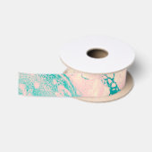 Ruban En Satin Rose chic et marbre bleu (Bobine)