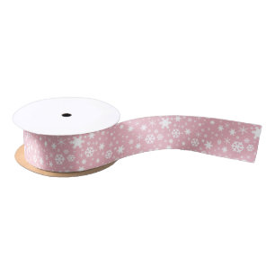 Ruban En Satin Rose en pastel de Noël de motif élégant de flocon