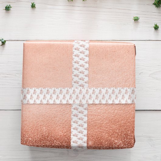 Ruban En Satin Rose Gold Foil White Tree Noël