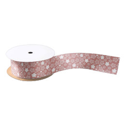 Ruban En Satin Rose Gold & White Star & Snowflake Motif