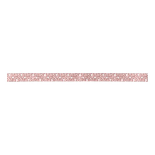 Ruban En Satin Rose Gold & White Star & Snowflake Motif (Devant)