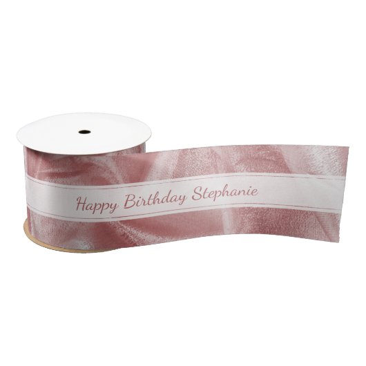 Ruban En Satin Rose "joyeux anniversaire" ou toute occasion, (Bobine)