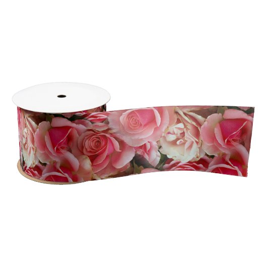 Ruban En Satin Rose Juxtapose (Bobine)