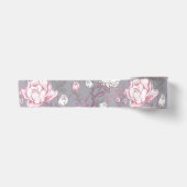 RUBAN EN SATIN ROSE PASTEL & FLEURS GRIS (Devant)