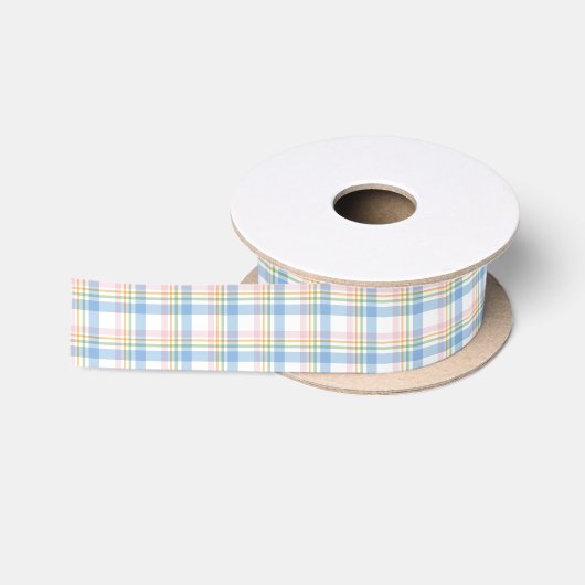 Ruban En Satin Rose Simple Gingham à Carreaux Noël (Bobine)