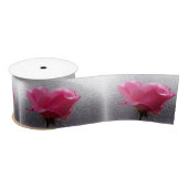 Ruban En Satin rose sur gris (Bobine)