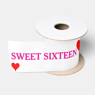 Ruban En Satin Rose Sweet Sixteen Cœurs Rouges