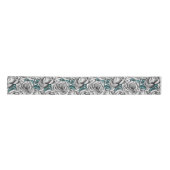 Ruban En Satin Roses blanches avec feuilles bleus (Devant)