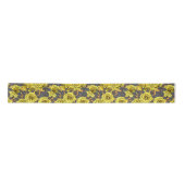 Ruban En Satin Roses jaunes avec feuilles gris sur orange (Devant)