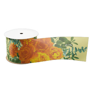 Ruban En Satin Roses Mariages orange jaune printemps