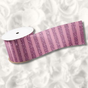 Ruban En Satin Roses Poudrés Pailletés Bandes Verticales Élégante