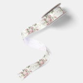 Ruban En Satin Roses roses sur fond blanc (Dos)