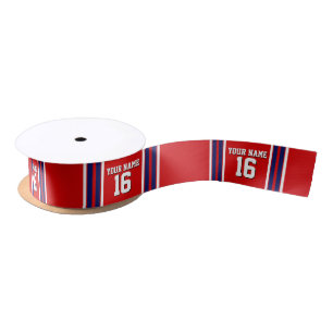Ruban En Satin Rouge avec Marine White Stripes Team Jersey