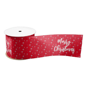 Ruban En Satin Rouge blanc Snowflake Motif moderne Joyeux Noël