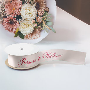 Ruban En Satin Rouge de mariage Écriture manuscrite Rose simple C