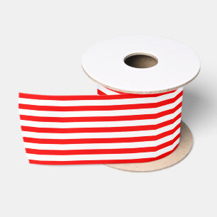 Ruban En Satin Rouge et Blanc Classique Rayé Marin Prépa
