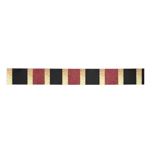 Ruban En Satin Rouge noir Golden Stripes moderne (Devant)