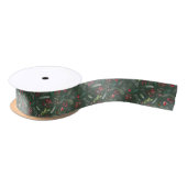 Ruban En Satin Rouge rustique Vert Noël Botanique Enveloppement C (Bobine)