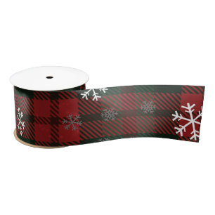 Ruban En Satin Rouge vert plaid