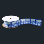 Ruban En Satin Ruban bleu de satin d'impression de Menorah<br><div class="desc">Ce menorah vient d'une de mes illustrations originales !
© Abigaïl Davidson d'illustration.</div>