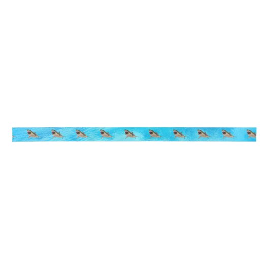 Ruban En Satin Ruban cadeau bleu grand requin blanc (Devant)