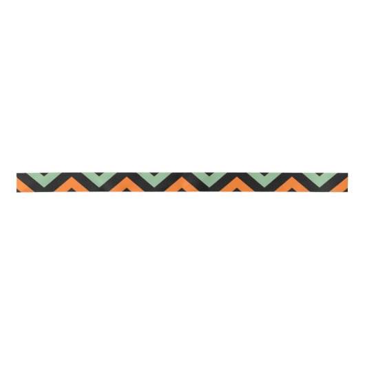 Ruban En Satin Ruban citrouille, vert et noir Chevron Stripes (Devant)
