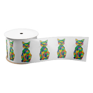Ruban En Satin Ruban de chat d'arc-en-ciel