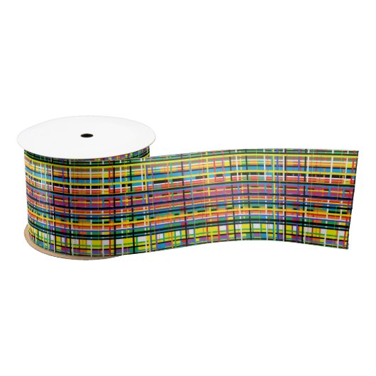 Ruban En Satin ruban de plaid d'arc-en-ciel (Bobine)