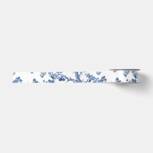 Ruban En Satin Ruban de satin bleu clair à motif botanique Toile